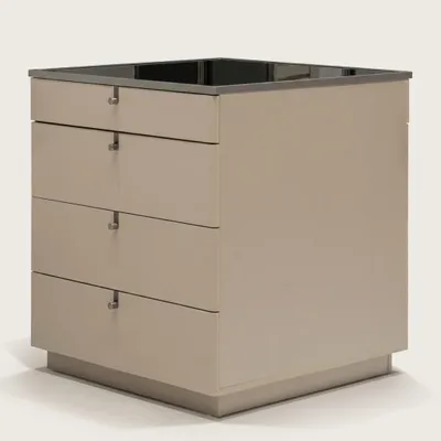 Immagine prodotto di Comodino beige, stile moderno, confortevole, pratico, compatto, funzionale, robusto