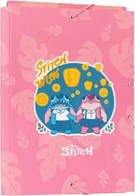 Produktbild von Disney, Kartonmappe A4 Stitch Wish mit 3 Klappen und Gummiband, Rosa