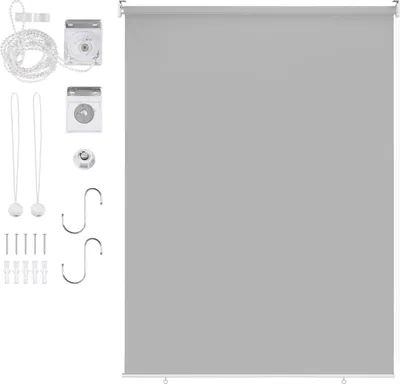 Produktbild von Izrielar Senkrechtmarkise 100x140 cm Balkonrollo Hellgrau UV Schutz Sonnenschutz Sichtschutz wasserdicht wetterfest Balkon Terrasse