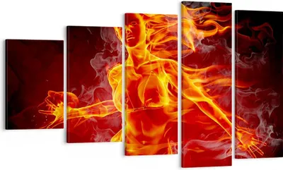 Produktbild von Bild auf Leinwand - Leinwandbild - Frau Flammen Illustration - 100x60cm - Wand Bild - Wanddeko - Leinwanddruck - Bilder - Kunstdruck - Wanddekoration - Leinwand bilder - Wandkunst - EG100x60-0222