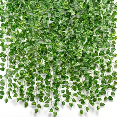 Image de 12 rinceaux de lierre artificiels – Plantes artificielles pour la décoration de balcons, d'intérieurs, de mariages et de fêtes