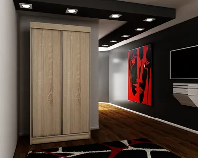 Produktbild von KIER FURNITURE Kleiderschrank mit Schiebetüren TOP, Schlafzimmer Schrank, Garderobeschrank, Flurschrank Weiß 100x200x62cm