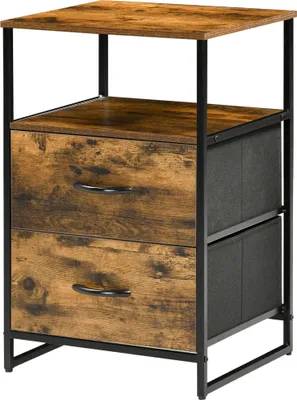 Produktbild von Wohnzimmerschrank, Beistellschrank, Stoffschubladen, MDF, Stahlrahmen, Braun