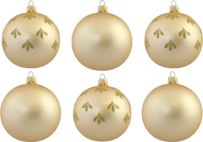 Produktbild von Set aus 6 Weihnachtskugeln Gold mit BlattNachbildung