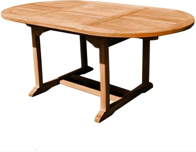 A wooden dining table on a white background.