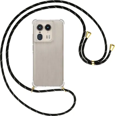 Produktbild von Handykette Backcover-Schutzhülle mit Band (Metall goldfarben) für Motorola Edge 50 Ultra 5G - schwarz/gold