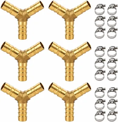 Immagine prodotto di Raccordo in ottone per tubi, 6 x 8 mm, con 18 fascette, per tubazioni