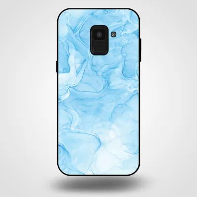 Productafbeelding van Smartphonica telefoonhoesje voor Samsung Galaxy A8 (2018) met marmerprint - TPU achterkant, marmerdesign - Lichtblauw