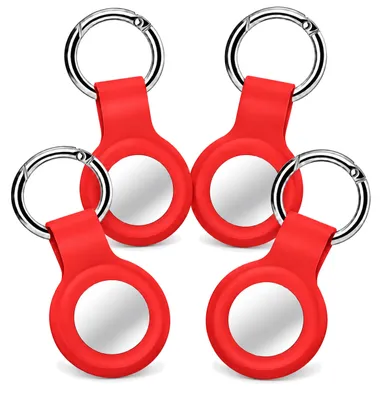 Produktbild von 4x AirTag Anhänger Rot – AirTag Schlüsselanhänger / Hülle – Silikon Cover Case für Apple AirTag – 4er-Set