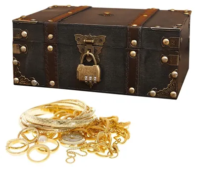 Productafbeelding van Vintage Houten Schatkist voor Kinderen met Slot 24 x 17 x 9,5 cm