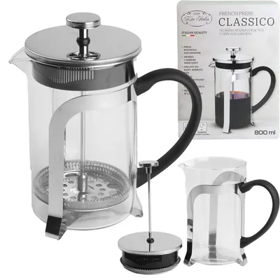 Zdjęcie produktu dla French Press 800ml szklany dzbanek do kawy herbaty zaparzacz stal nierdzewna