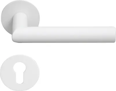 Produktbild von Toulouse Drückergarnitur MeinTürgriff Flachrosette weiß Türdrücker BB PZ WC
