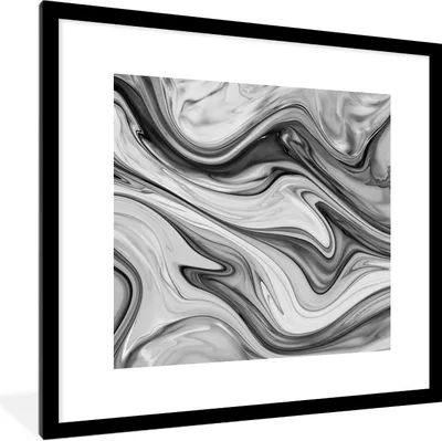 Produktbild von MuchoWow® Gerahmtes Poster Marmor - Muster - Grau - Marmoroptik - Schwarz 40x40 cm - Poster mit Schwarzem Bilderrahmen Wandposter Rahmen Foto Bilder - Poster - Plakat im Rahmen