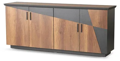 Zdjęcie produktu dla Sideboard Aktenschrank mit 4 Türen Braun / Grau Zweifarbig Modern Stil