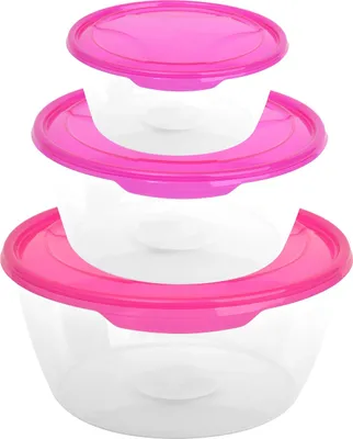 Produktbild von 3er Set Frischhaltedose Rund 1 / 1,7 / 3 Liter Pink