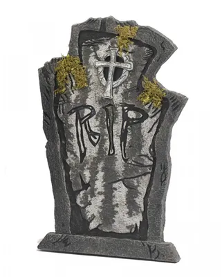 Produktbild von Verwitterter Halloween Grabstein mit Moos als Horror Dekoration