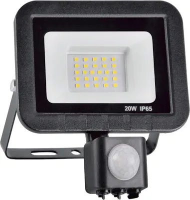 Immagine prodotto di Proiettore LED SMD 20 W con sensore PIR, 6500 K, 120°, IP65, nero  304797 Polux