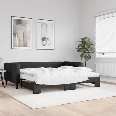 Image de Maison Exclusive - Canapé-lit convertible avec matelas noir 90 x 190 cm en tissu