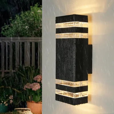 LED Außenwandleuchte IP65, schwarz, 2x GU10, 6W, 1100lm, 32x11x11 cm
