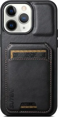 Image de Pour iPhone 11 Pro Max Suteni H02 Portefeuille en cuir Stand Back Case téléphone (noir)