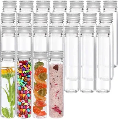 Obrázok produktu pre Priehľadné skúmavky s objemom 110 ml so skrutkovacím viečkom na kúpeľovú soľ a kvety
