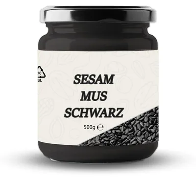 Produktbild von Mynatura Schwarzes Sesammus - (500g) - 1 Glas (500g)