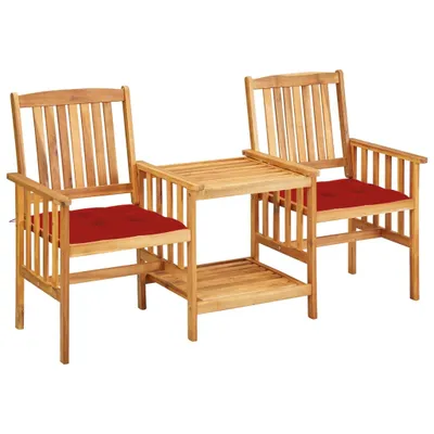 Image de vidaXL Chaises de jardin avec table de thé et coussins en acacia massif
