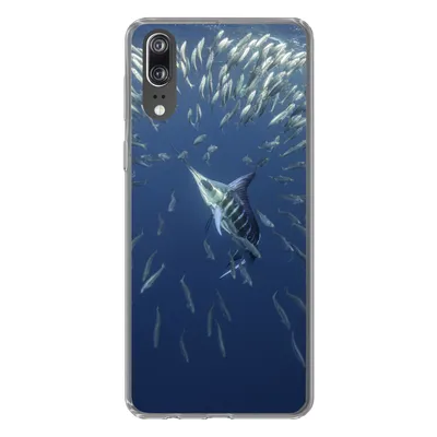 Produktbild von MuchoWow® Handyhülle Schutzhülle Hülle für Huawei P20 Wasser - Sardinen - Tiere Silikon Softcase Handy Hülle - Hardcover