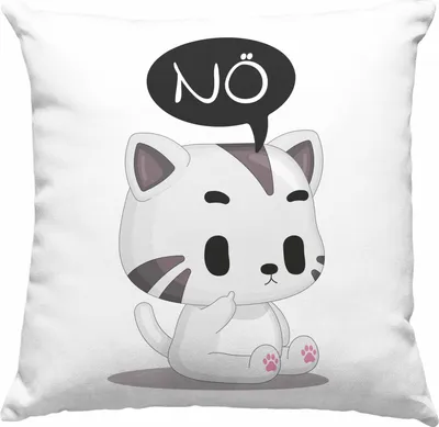 Produktbild von Trendation - Katze Nö Deko-Kissen mit Füllung 40x40 Lustige  Deko-Kissen mit Füllung 40x40 für Frauen Kollegin Geschenkidee (Blau)