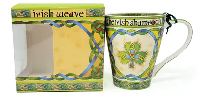 Irische Bone China Tasse, Shamrock-Design, 380 ml, Geschenkbox
