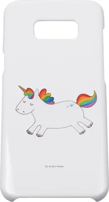 Produktbild von Mr. & Mrs. Panda Samsung Galaxy S8 plus Handyhülle  Einhorn Happy - Weiß - Geschenk, Lebensfreude, Handy, Einhörner, Case, Cover, Lachen, Fröhlich, Unicorn, Hülle