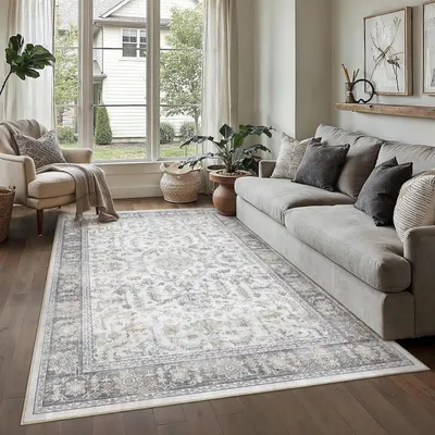Obrázok produktu pre Kober do obývačky, modro-sivý, 140x200 cm, štýl boho, umývateľný, krátky vlas, protišmykový, mikrovlákno