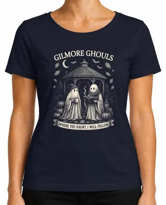 Zdjęcie produktu dla Gilmore Ghouls, gdzie nawiedzasz, podążę za Geister Halloween Kürbis Damen T-Shirt, Navy, M