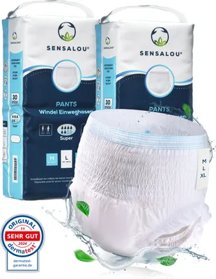 Produktbild von Sensalou Inkontinenz Windeln Pants Super - Männer Frauen Schutzhosen Gr M (60 Stk)