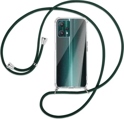 Produktbild von Handykette Backcover-Schutzhülle mit Band (Metall silberfarben) für Realme 9 Pro 5G - dunkelgrün