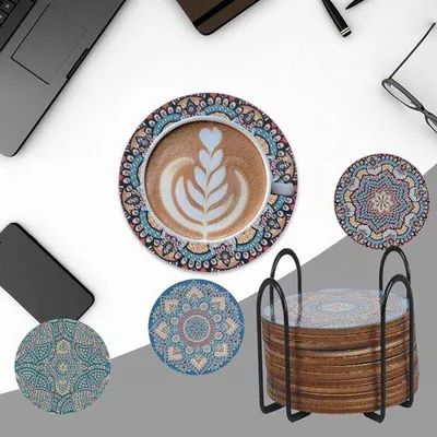 Produktbild von 5D Mandalas Untersteller Set Keramik Glas Schmuck
