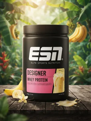 Produktbild von ESN Designer Whey Protein Banana Milk 300 g + Heartforcards Versandschutz