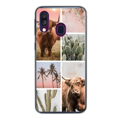 Produktbild von MuchoWow® Handyhülle Schutzhülle Hülle für Samsung Galaxy A40 Schottischer Highlander - Sukkulente - Pastell Silikon Softcase Handy Hülle - Handy-Tasche