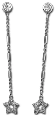 Immagine prodotto di Orecchini pendenti da donna SilberDream, color argento, con stelle e zirconi, in argento 925, modello D3GSO480W