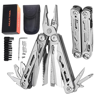 Produktbild von Multifunktionale Klappzange für Outdoor, Camping, Wandern, 9-in-1 Werkzeuge Multitools, inkl. Schraubendreher und Schere