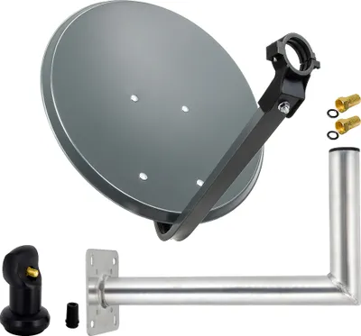 Produktbild von PremiumX SAT Anlage 45cm Satellitenantenne Anthrazit Single LNB Wandhalter