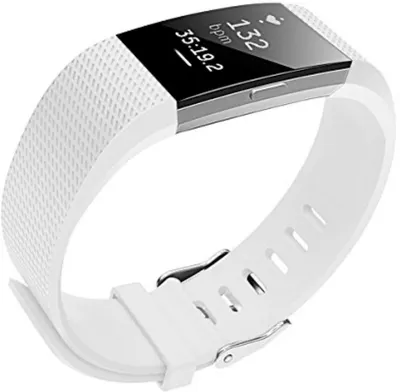 Produktbild von Weißes Smartwatch-Armband - Armband passend für Fitbit - Fitbit Charge 2 Sportarmband - Weiß - Groß - Uhrenarmband - Exkl. fitbit - Armband - Armband - Schrittzähler - von CHPN