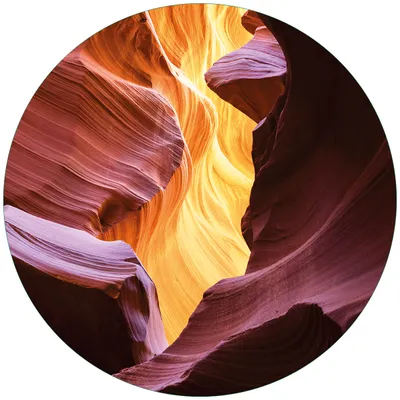 Produktbild von Wallario Premium Glasbild, freischwebende Optik, kräftige Farben, rund 50cm Durchmesser, Motiv Schlucht aus Sandstein in Arizona  Antelope Canyon