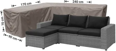 Produktbild von Raffles Covers Gartenmöbel Schutzhülle L-Form 240 x 170 x 90 H: 70 cm | Atmungsaktiv | Wasserdicht | UV-beständig | Elastischer Kordelzug