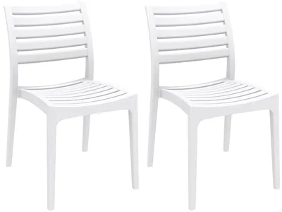 Produktbild von CLP 2er Set Gartenstühle Ares stapelbar und mit modernem Design weiß