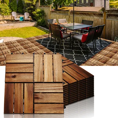 Produktbild von Wolketon 4m² Holzfliesen Mosaik Akazienholz Fliese 44 Stück 30x30 cm Balkonfliesen Gartenfliesen Terrassenfliesen für Garten Terrasse Balkon