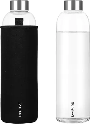 Produktbild von Trinkflasche 1L, Borosilikatglas, BPA frei, fuer unterwegs