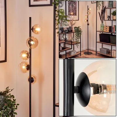 Produktbild von Garaguso Stehlampe aus Metall/Glas in Schwarz/Bernstein/Klar