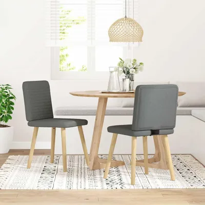 Produktbild von vidaXL Esszimmerstühle 2 Stk. Dunkelgrau Stoff