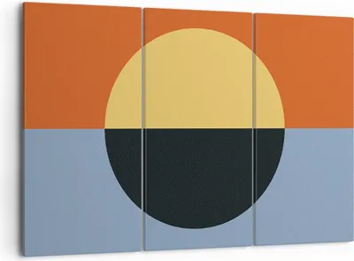 Produktbild von Bild auf Leinwand - Leinwandbild - 3 Teile - Abstraktion Halbkreis Kontrast - 105x70cm - Wand Bild - Wanddeko - Wandbilder - Leinwanddruck - Bilder - Wanddekoration - Leinwand bilder - CE105x70-4604